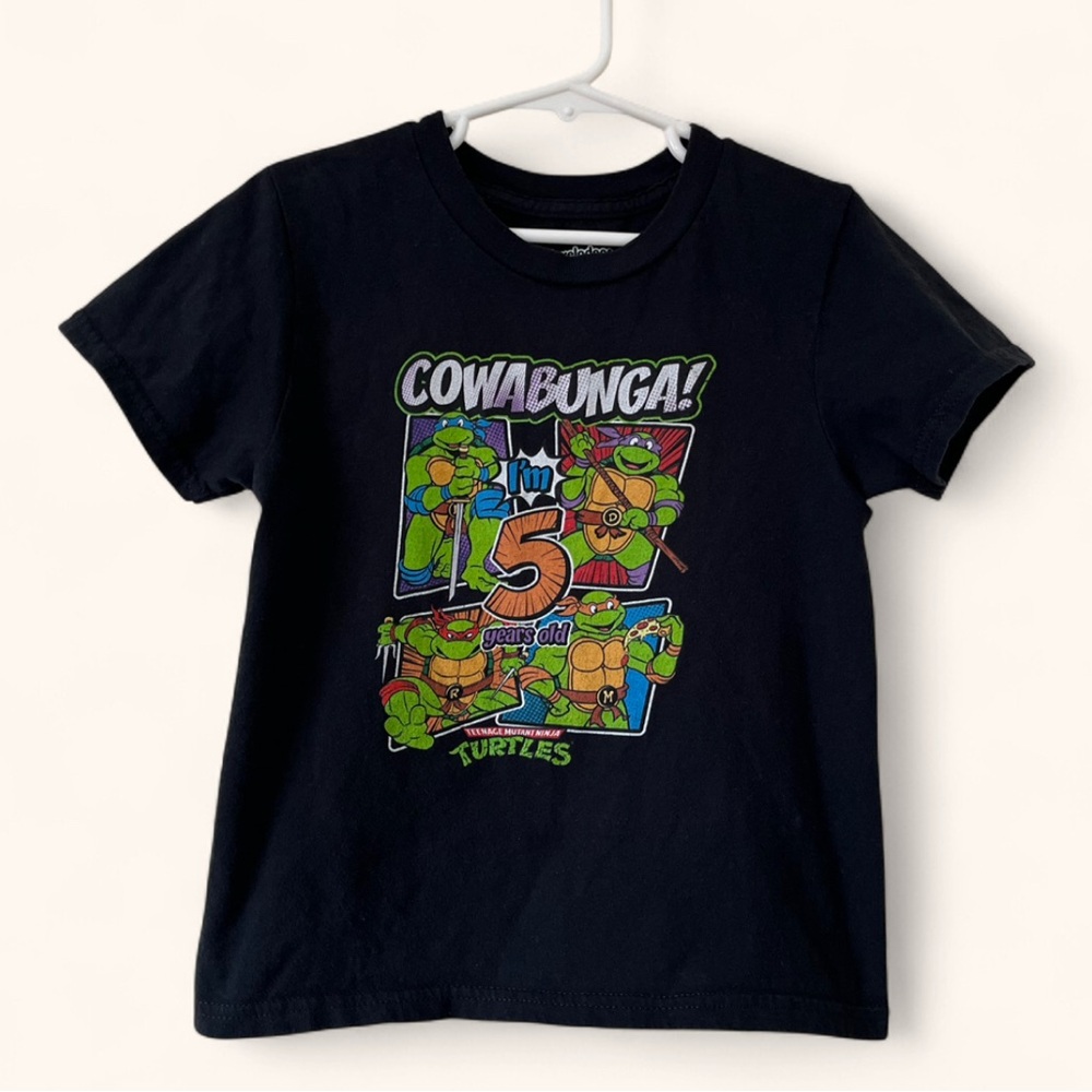 Boys XS 4/5 Mademark Nickelodeon Short Sleeve Ninja Turtles Bday Shirt